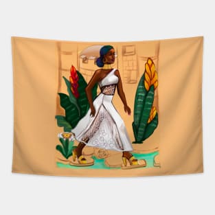 African American Woman Black Afro Melanin beauty Queen Tapestry