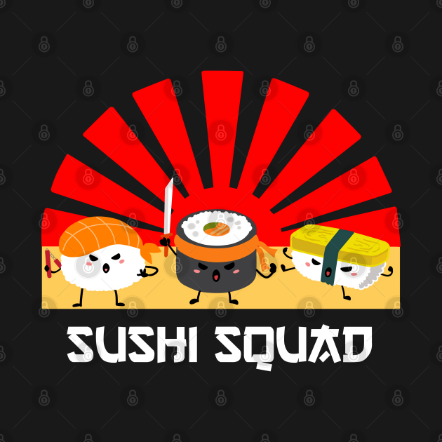 Disover Sushi Gift Print Japanese Sashimi Anime Sushi Ninja Squad Print - Japan - T-Shirt