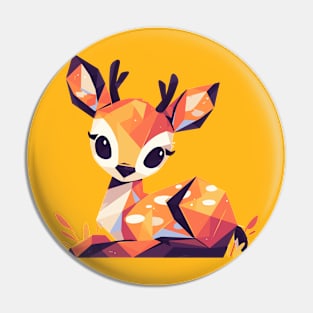 Geometrical Colorful Fawn. Adorable Mosaic Cute Kawaii Simple Animal Deer Pin