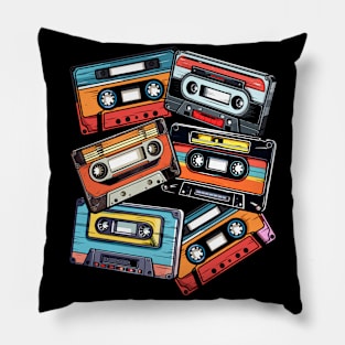 80's 90s  Vintage Generation Eighties Cassette Tape Pillow