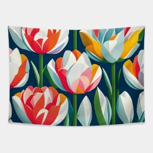 Tulips Schematic Artwork Tapestry