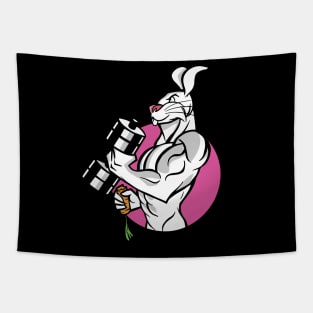 gym muscle unicorn - rabbit Tapestry