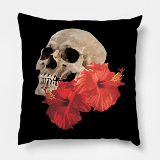 Skull and Hibiscus Pillow