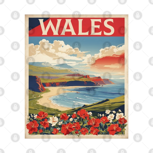 Wales England Vintage Travel Tourism Poster by TravelersGems