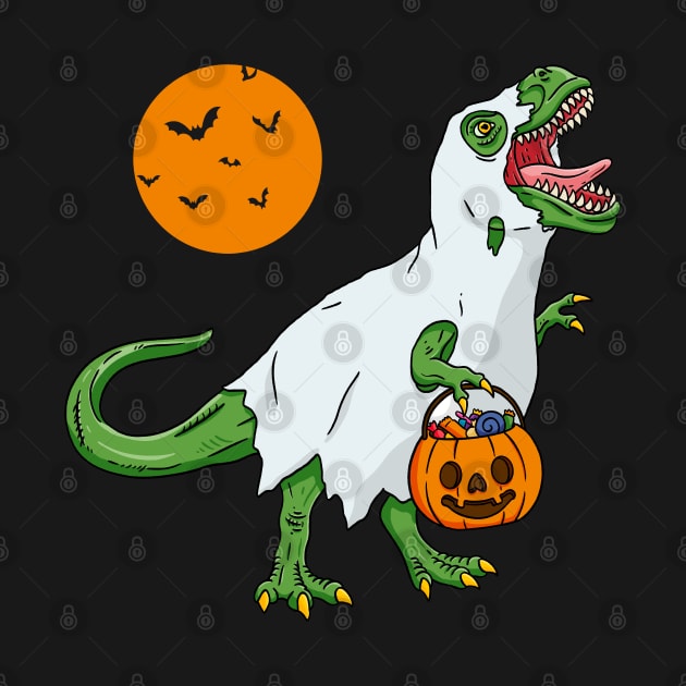 T Rex Dinosaur Halloween Ghost Scary Pumpkin Rawr by Trippycollage