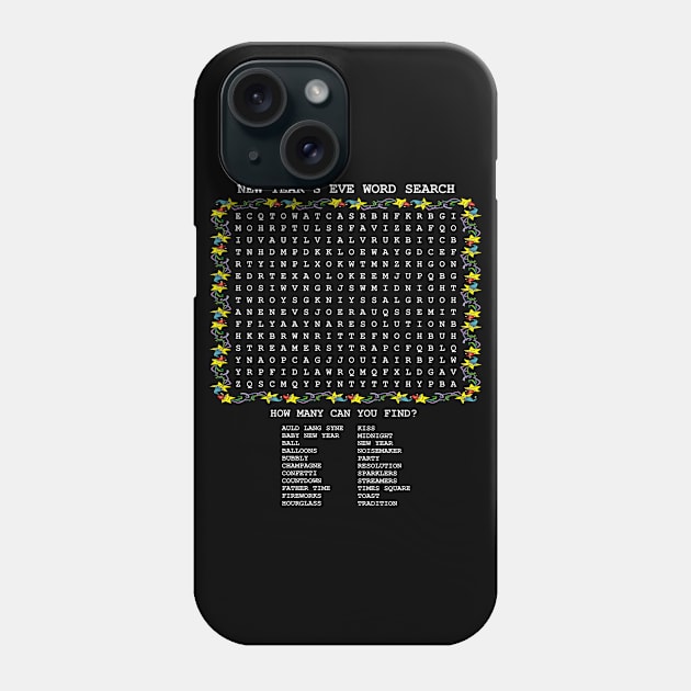 New Year's Evetime Holiday Word Search - Find the Words! Phone Case by Webdango