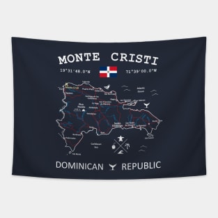 Monte Cristi Dominican Republic Flag Travel Map Coordinates GPS Tapestry