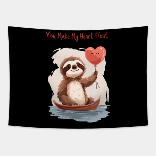 You Make My Heart Float, Cute Valentines Sloth | Sloth Love Takes Flight Tapestry