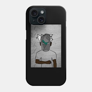 Simon - Dark Male Character with Crayon Mask and Waves Background Phone Case