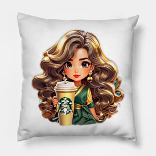 Chic Sips: Brews and Views with a Coffee-Clad Darling Pillow