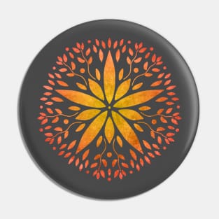 Mandala Leafs in orange Pin