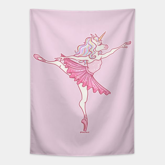 Ballerina Unicorn Tapestry by Jan Grackle