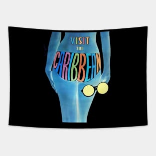 Caribbean Travel and Tourism Abstract Advertising Print Tapestry