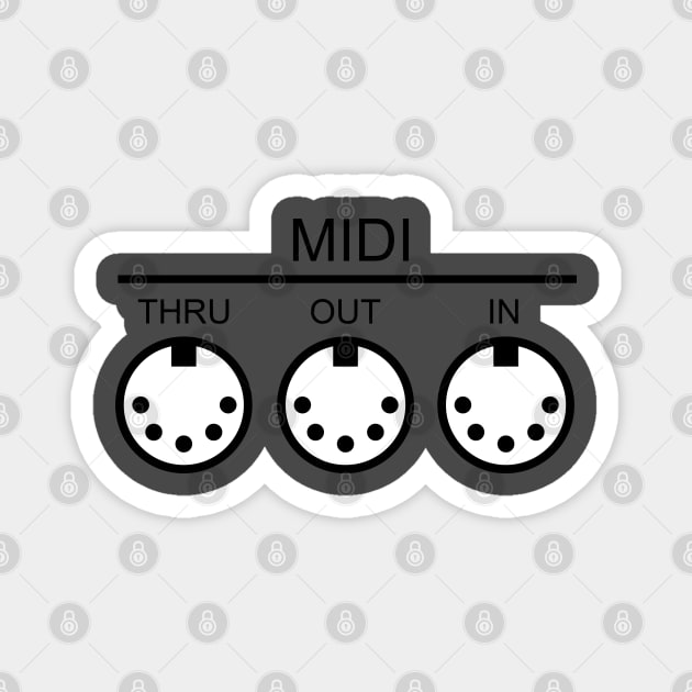 MIDI Ports (Black) Magnet by squareversesine