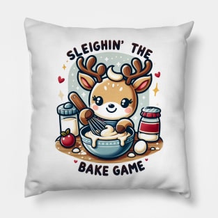 Sleighin' The Bake Game Christmas Reindeer Baking Pillow