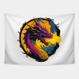 Fire Breathing Dragon - Cartoony Tabletop Dungeons & Dragons inspired High Fantasy Art of a Mythical Creature Tapestry