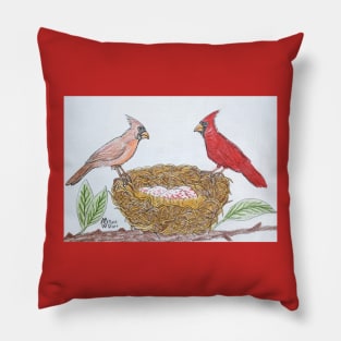 Cardinals at the Nest Pillow