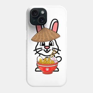 Funny bunny is eating noodles Phone Case