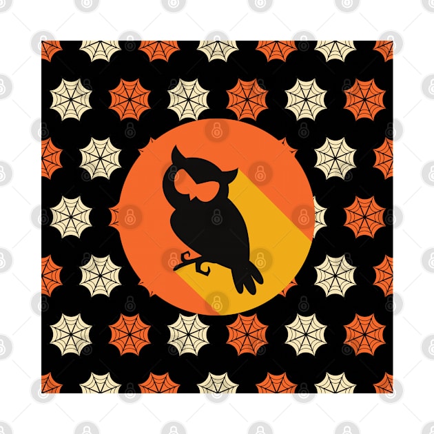 Owl Orange Moon by Kiyiya Designs