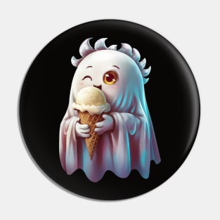Cute Ghost eating icecream Pin