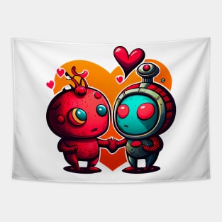 Valentine day robots love #love Tapestry