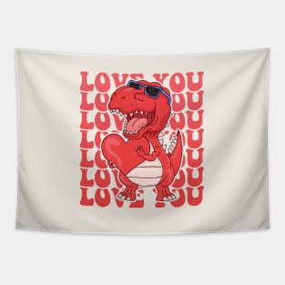 I Steal Hearts Dinosaur Trex Valentines Day Tapestry