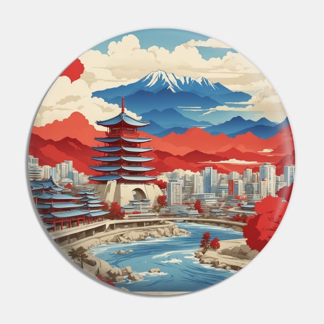 Daejeon South Korea Travel Tourism Retro Vintage Pin by TravelersGems