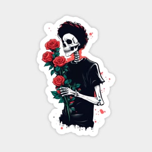 Emo skeleton in love Magnet