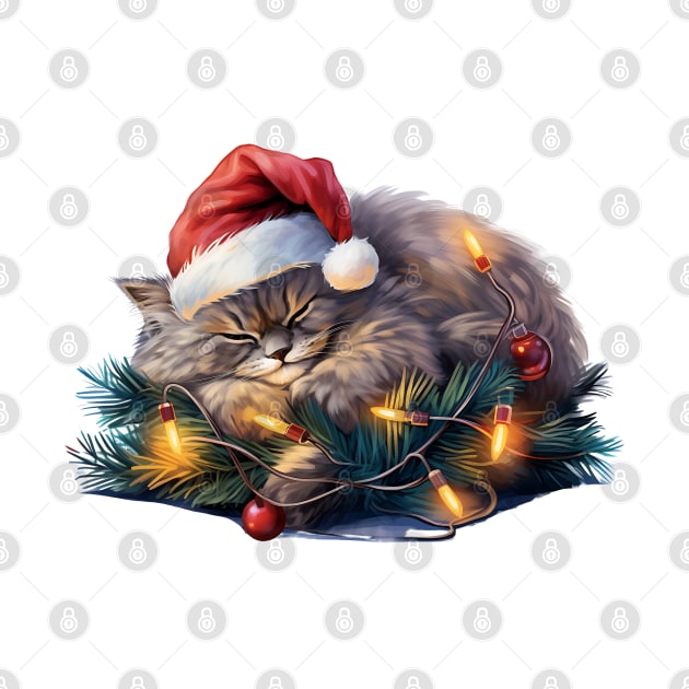 Lazy Persian Cat At Christmas by Chromatic Fusion Studio