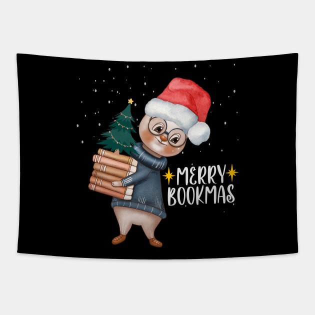 Merry bookmas Tapestry by DottedLinePrint