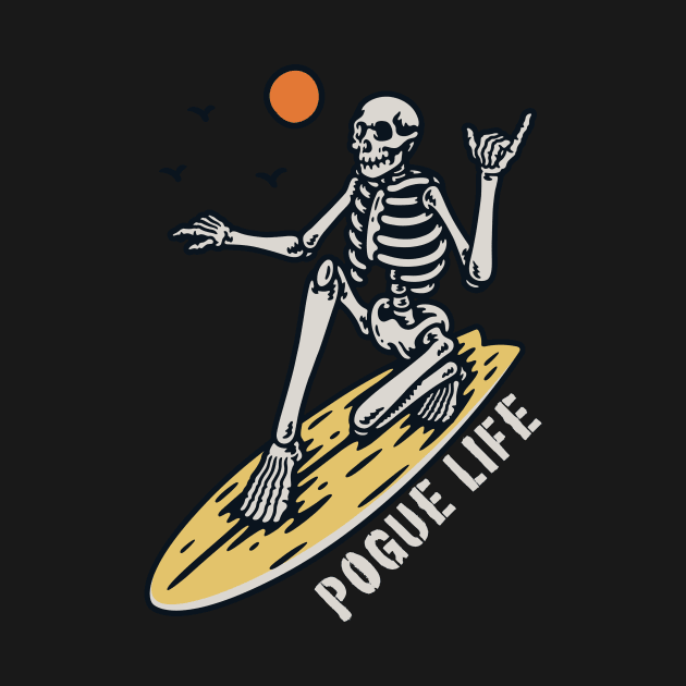 Pogue Life Surfing Skeleton by Golden Eagle Design Studio