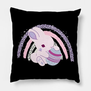 Happy Easter Day Cute Bunny With Eggs Easter Womens Girls Pillow