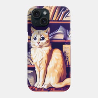 Halloween Cat in the Spooky Library Phone Case