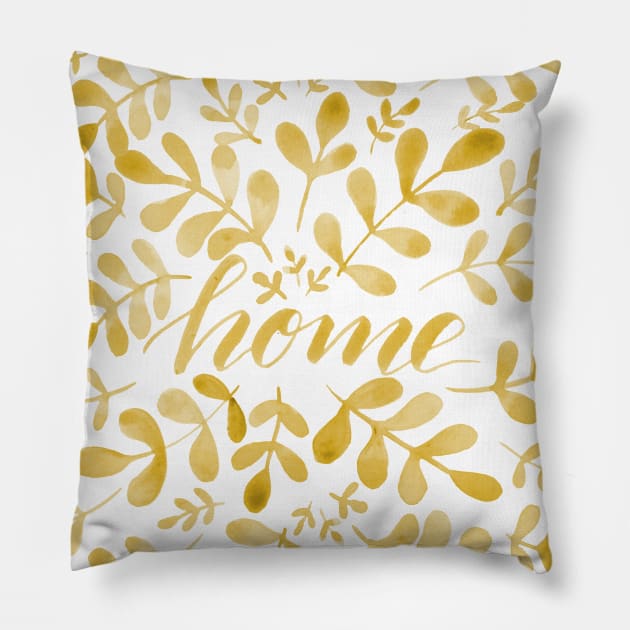 Watercolor home foliage - yellow Pillow by wackapacka