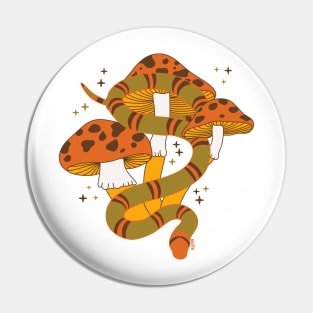 Snake and Mushrooms - Tangerine Pin