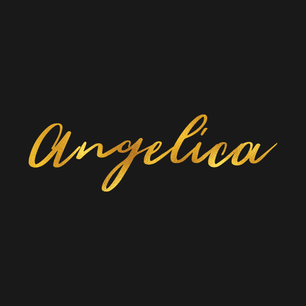 Angelica Name Hand Lettering in Faux Gold Letters by Pixel On Fire