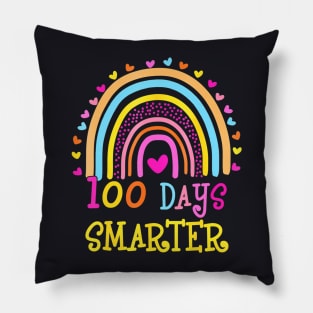 100Th Day Of School Teacher 100 Days Smarter Rainbow Pillow