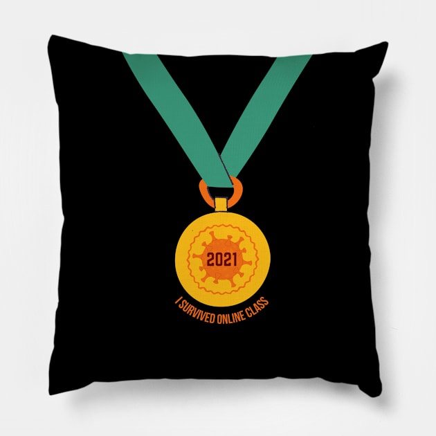 i survived online class | covid student | graduate | 2021 Pillow by monoblocpotato