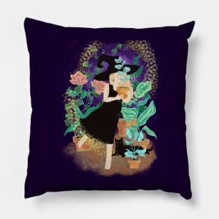 Witch with house plants Pillow