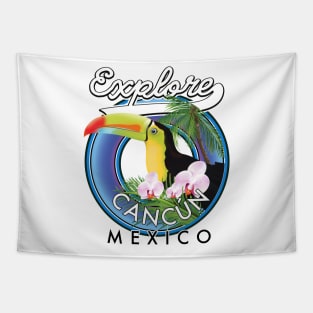 Explore Cancún Mexico travel patch Tapestry