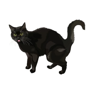 Cute Black Cat Blepping T-Shirt