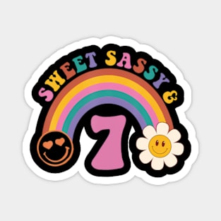 Sweet Sassy And Seven Girls Birthday Rainbow 7 Year Old Kids Magnet