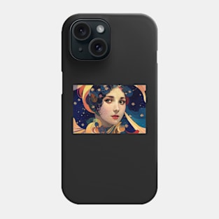 Cosmic Beauty in The Stars, Art Nouveau, Vintage, Mucha, Gilded Age Phone Case