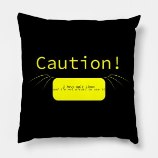 Cybersecurity Linux Caution Sign Pillow