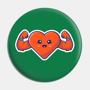 Strong Heart Cartoon Pin