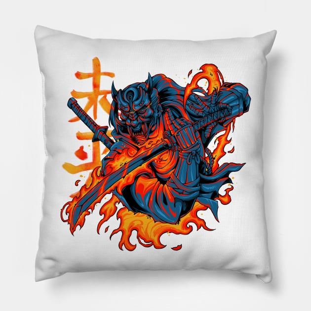 Flame Samurai Pillow by TimeSkiff