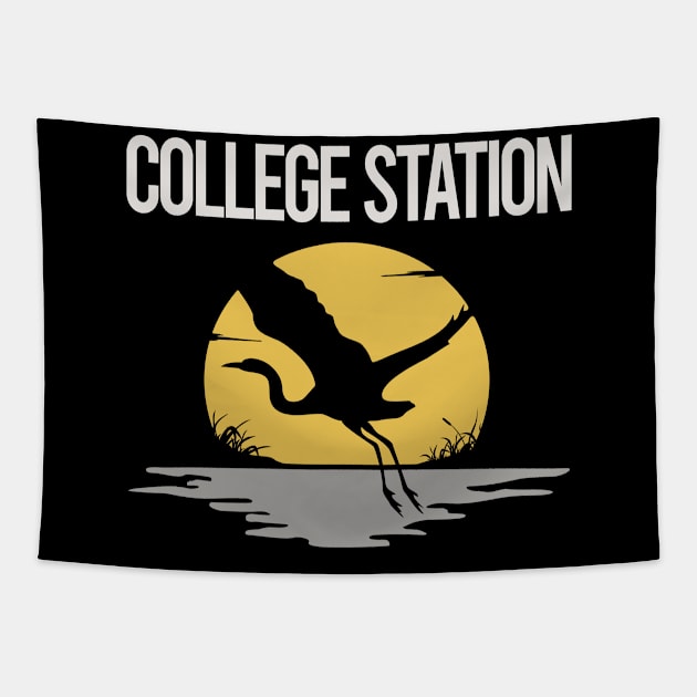 Flying Stork College Station Tapestry by flaskoverhand