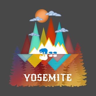 Yosemite Nature Life Outdoors Mountains Bear Lover Abstract Triangles T-Shirt