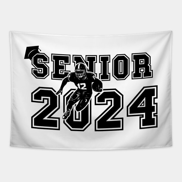 Retro Senior 2024 Running Football player Student Gift Us Flag Tapestry by HomeCoquette