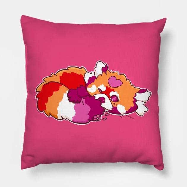 Lesbian Pride Red panda Pillow by BubblegumGoat